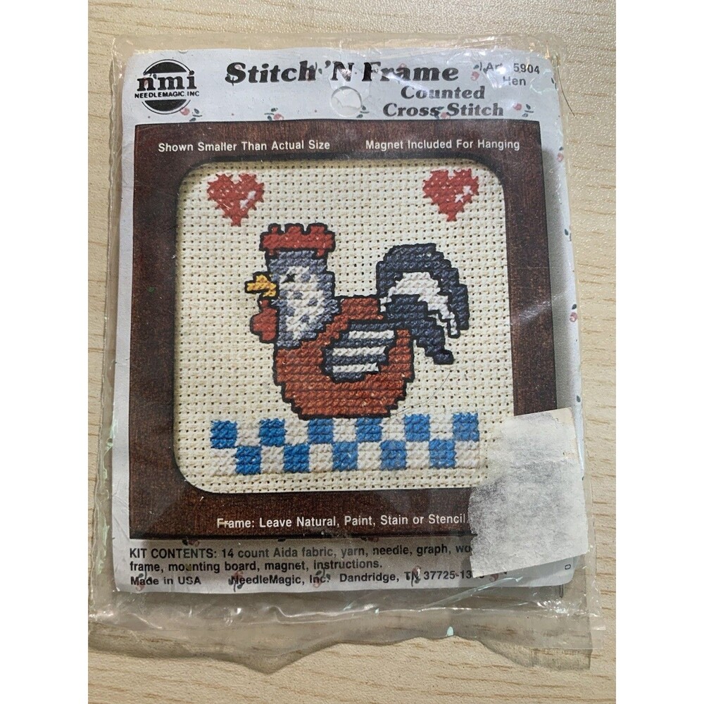 Vintage NMI Stitch 'N Frame Cross Stitch HEN #5904 New